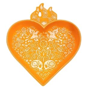 Destination Holiday Orange Dia De Los Muertos Ceramic Candy Dish, NWT